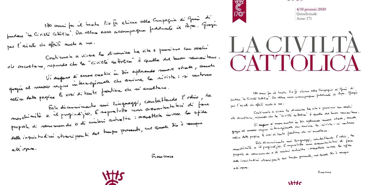 Хирограф Папы по случаю 170-й годовщины La Civiltà Cattolica